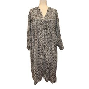 Maison de Soil Japan Pintuck V-Neck Floral Oversize Kaftan Midi Dress Size 2 M/L